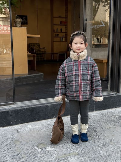 D1-024 夾棉毛領棉服兩面穿外套+加絨豹紋褲15