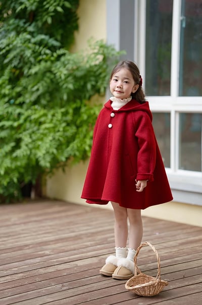 C1-033 聖誕新款尖尖帽呢料加絨加厚斗篷上衣3