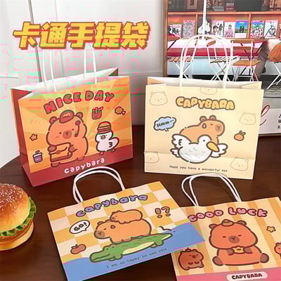 F1-0002 可愛水豚禮品袋便攜式手提禮物包裝袋創意紙袋購物袋禮物袋2