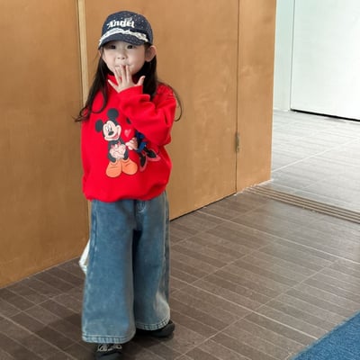 D1-026 加絨加厚圓領印花上衣+加絨牛仔褲1