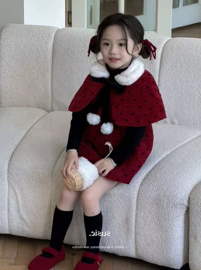 C1-031 聖誕新款小香風夾棉加厚披肩加背心裙打底上衣套裝6