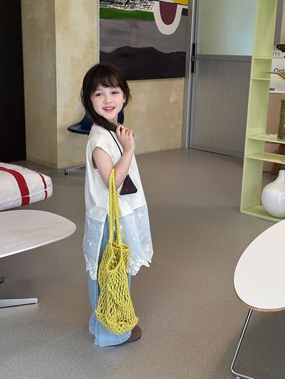 A1-001 森林系疊穿甜美蕾絲拼接背心時尚長版字母無袖上衣3