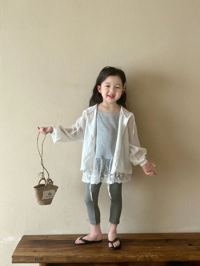 D1-001 韓版連帽長袖襯衫+吊帶2件套空調衫/灰色打底褲8