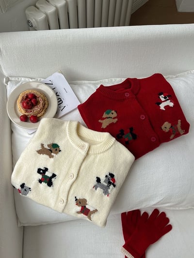 A1-031 聖誕新款軟糯氛圍感卡通小狗毛衣外套8