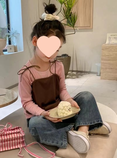 C1-047 可愛吊帶上衣加長袖打底上衣套裝4