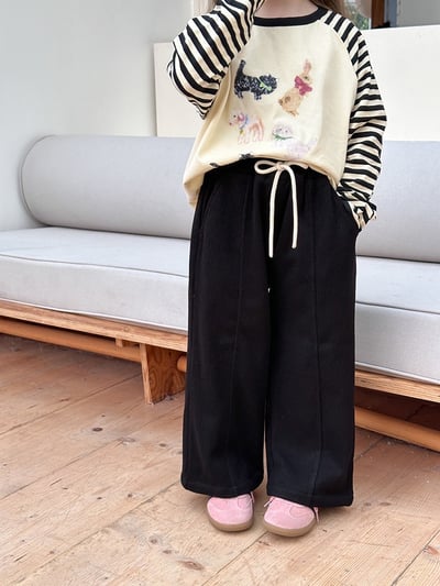 A1-022 洋氣保暖休閒褲加厚羊絨混紡直筒褲2