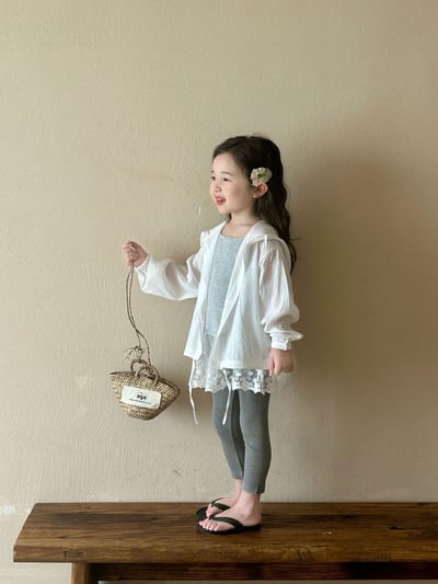 D1-001 韓版連帽長袖襯衫+吊帶2件套空調衫/灰色打底褲5