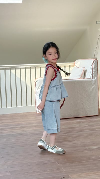 D1-009 韓版牛仔吊帶套裝 牛仔吊帶+七分褲9