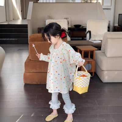 C1-061 韓版彩色圓點長襯衫加修身彈性打底褲4