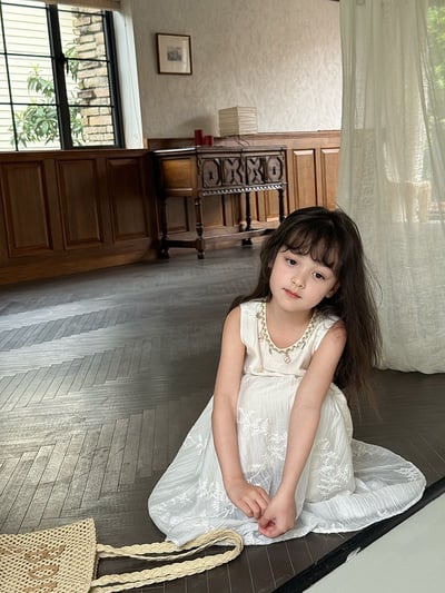 A1-015 氣度假風洋裝質感天絲條繡花公主背心裙4