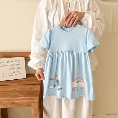 B1-042 歐美風卡通童裙兒童公主裙短袖純棉洋裝7