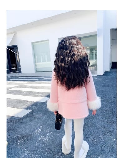 C1-051 新年夾棉加厚小香風毛絨絨外套加包臀裙套裝11