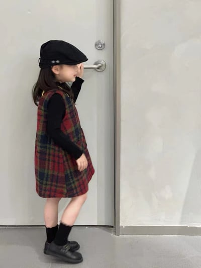 C1-024 聖誕新款英倫格子毛呢背心裙加立領打底上衣5
