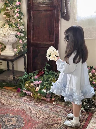 C1-043 長袖襯衫領拼接洋裝蛋糕裙5