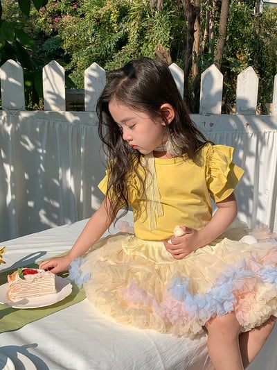 B1-013 女孩荷葉邊飛袖短袖上衣9