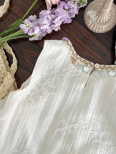 A1-015 氣度假風洋裝質感天絲條繡花公主背心裙9