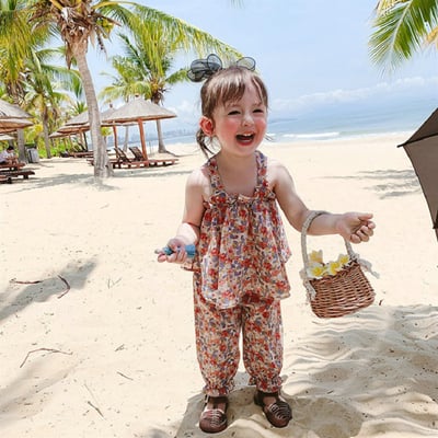 C1-016 花朵吊帶上衣+九分褲套裝5