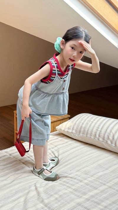 D1-009 韓版牛仔吊帶套裝 牛仔吊帶+七分褲11