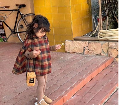 C1-038 聖誕新款尖尖帽格子夹棉加厚呢大衣斗篷外套8