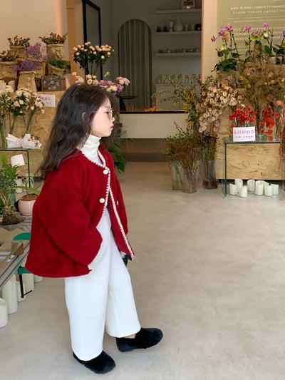 C1-035 聖誕新年短絨羊羔毛圓領夾棉加厚上衣大衣外套2