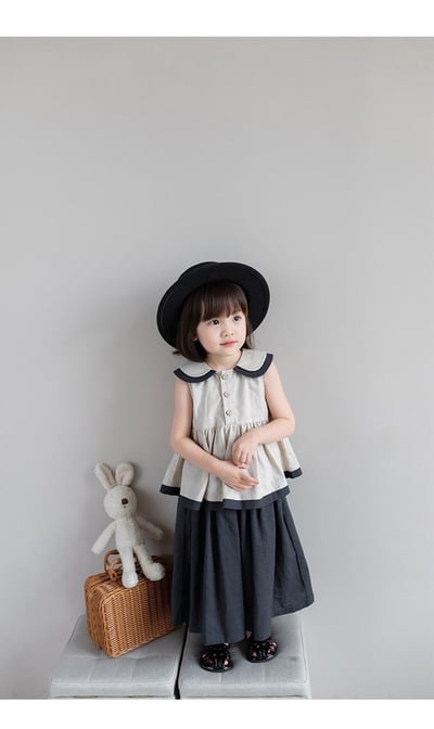 C1-015 娃娃領氣質法式寶寶上衣加寬褲套裝6