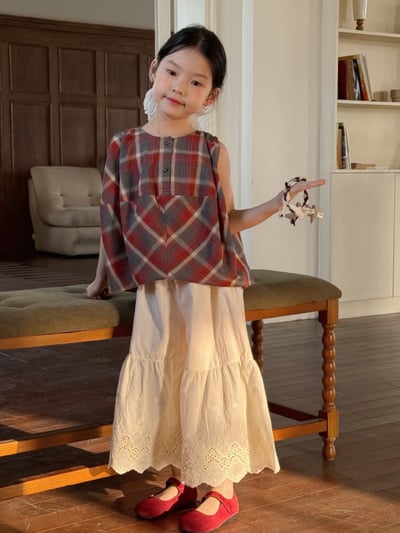 D1-014 韓版格子無袖馬甲繭型背心+花邊褲3