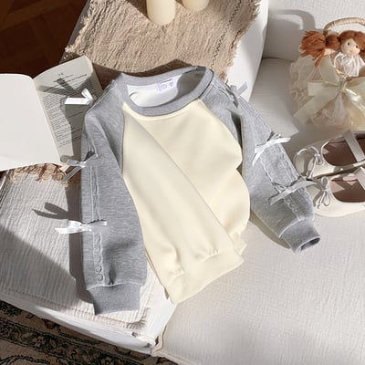 B1-066 蝴蝶結撞色休閒洋氣校園長袖上衣7