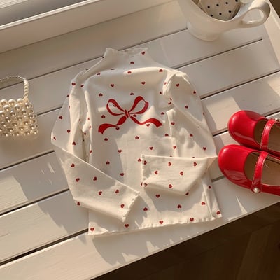 B1-067 氛圍感波點印花打底衫木耳邊上衣5