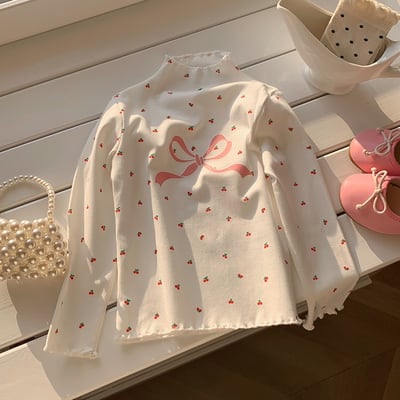 B1-067 氛圍感波點印花打底衫木耳邊上衣8