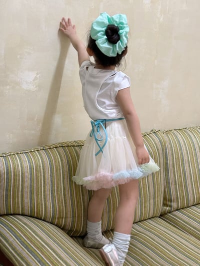 D1-006 韓版後背鏤空短袖/後背交上衣/彩色蓬裙10