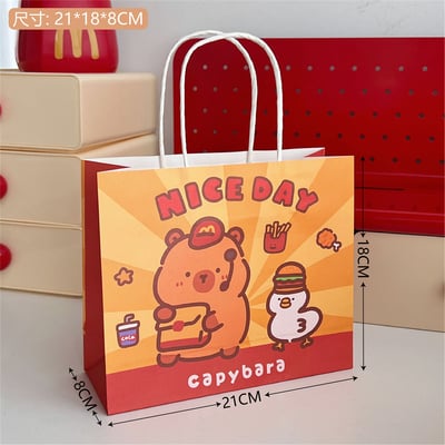 F1-0002 可愛水豚禮品袋便攜式手提禮物包裝袋創意紙袋購物袋禮物袋7