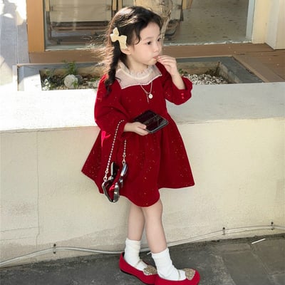 C1-039 聖誕新年閃閃亮密絲絨加絨加厚公主裙連身裙1