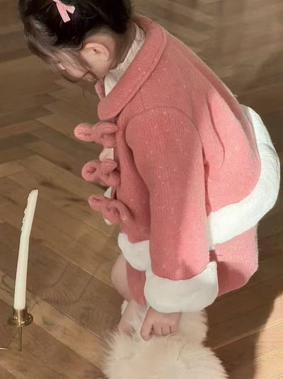 C1-049 小香風蝴蝶扣夾棉加厚呢料外套加半身裙套裝5