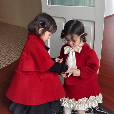 C1-105 聖誕新年硬挺呢料夾棉加厚大衣外衣3