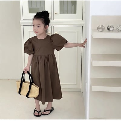 C1-062 泡泡袖露背裙棕綠兩色超仙吸睛洋裝3