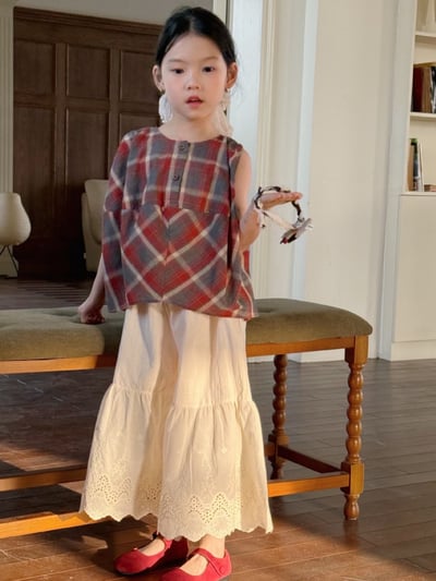 D1-014 韓版格子無袖馬甲繭型背心+花邊褲4