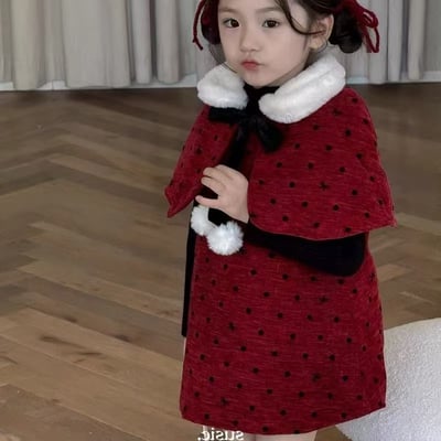 C1-031 聖誕新款小香風夾棉加厚披肩加背心裙打底上衣套裝3