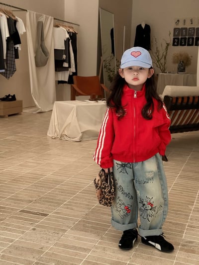 D1-019 韓美式復古外套+塗鴉牛仔褲2