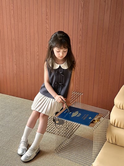 A1-018 韓版學院風蝴蝶結可愛娃娃領無袖上衣3