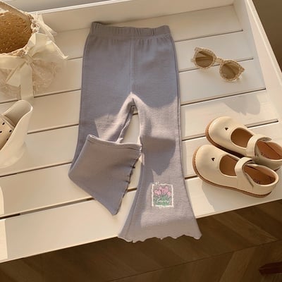 B1-062 純色彈性坑條打底褲韓版木耳邊休閒褲9