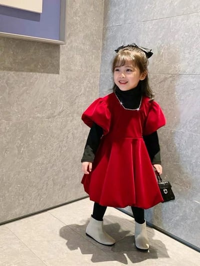 C1-037 聖誕新年高領保暖加厚打底衫加金絲絨加絨連身裙套裝3