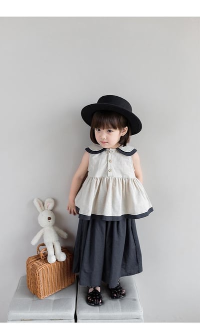 C1-015 娃娃領氣質法式寶寶上衣加寬褲套裝5