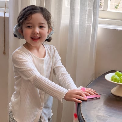 B1-033 春夏針織開襟坑條長袖防曬衣外套1