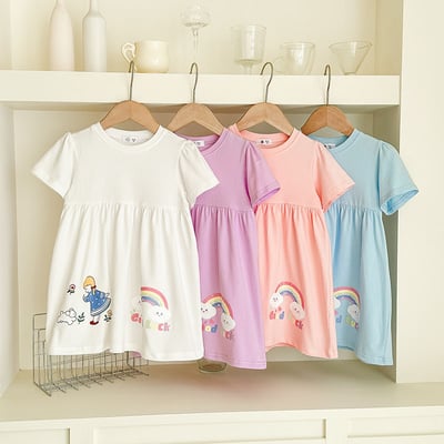 B1-042 歐美風卡通童裙兒童公主裙短袖純棉洋裝3