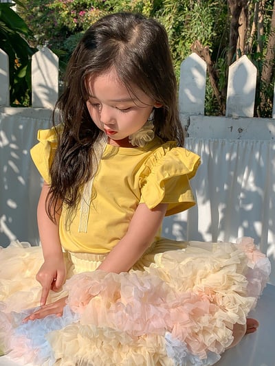 B1-013 女孩荷葉邊飛袖短袖上衣8