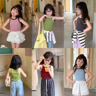 A1-003 韓式多巴胺無袖洋氣清爽撞色小背心1