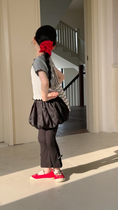 D1-013 韓版蝴蝶結短袖上衣淑女短袖灰色上衣+黑色裙褲6