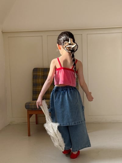 D1-011 韓版絲絨吊帶短版背心+牛仔裙褲2