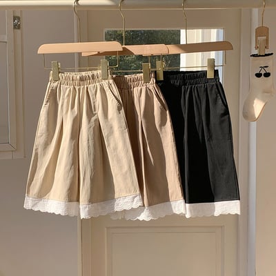 B1-038 刺繡寬腿蕾絲褲休閒百搭直筒褲1