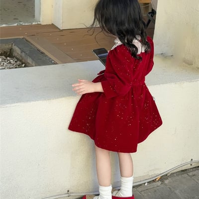 C1-039 聖誕新年閃閃亮密絲絨加絨加厚公主裙連身裙3